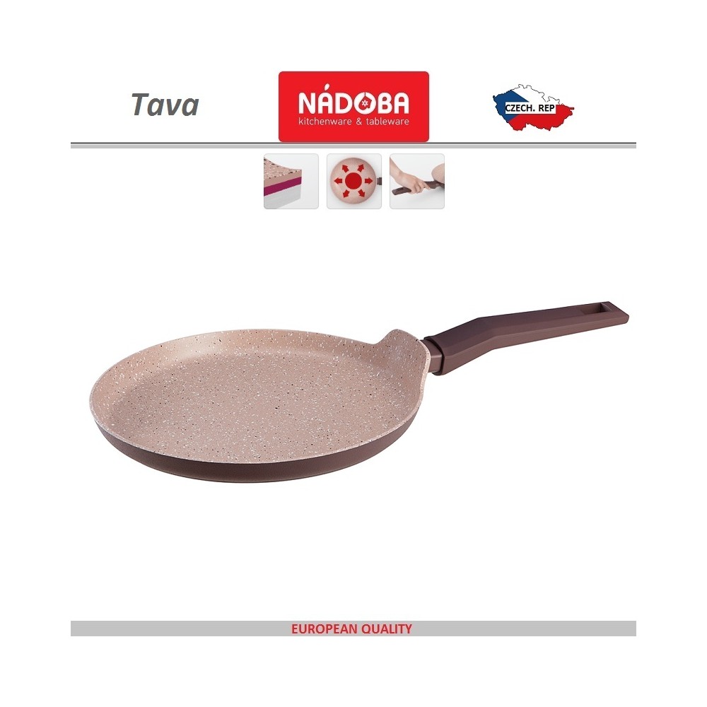 Блинная сковорода TAVA, индукционное дно, D 26 см, антипригарное покрытие, Nadoba