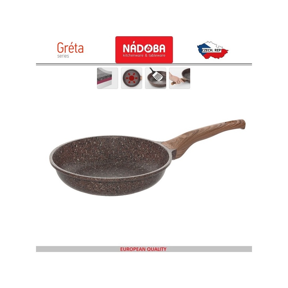 Сковорода GRETA, индукционное дно, D 24 см, гранитное покрытие, Nadoba