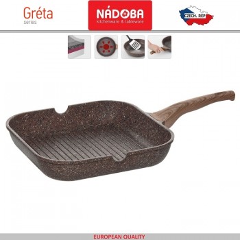 GRETA Гриль-сковорода, индукционное дно, 28 x 28 см, гранитное покрытие, Nadoba