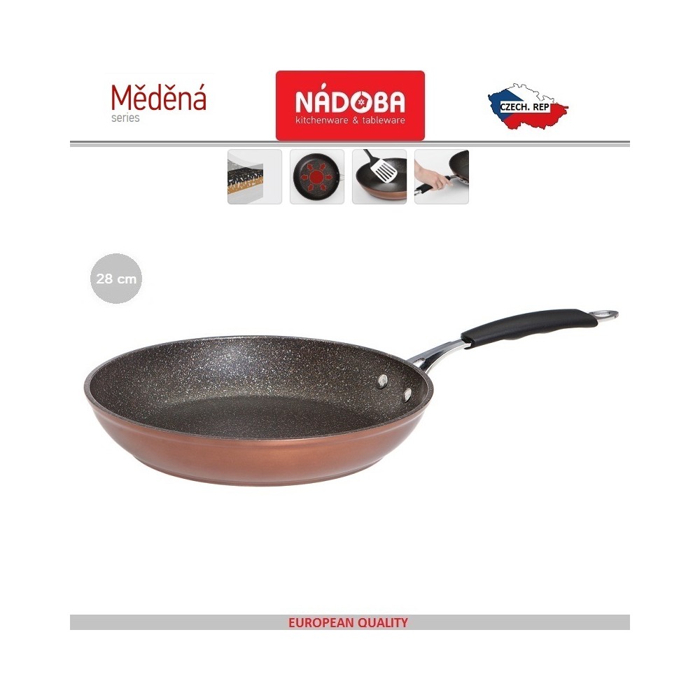 MEDENA Антипригарная сковорода, индукционное дно, D 28 см, гранитное покрытие, Nadoba