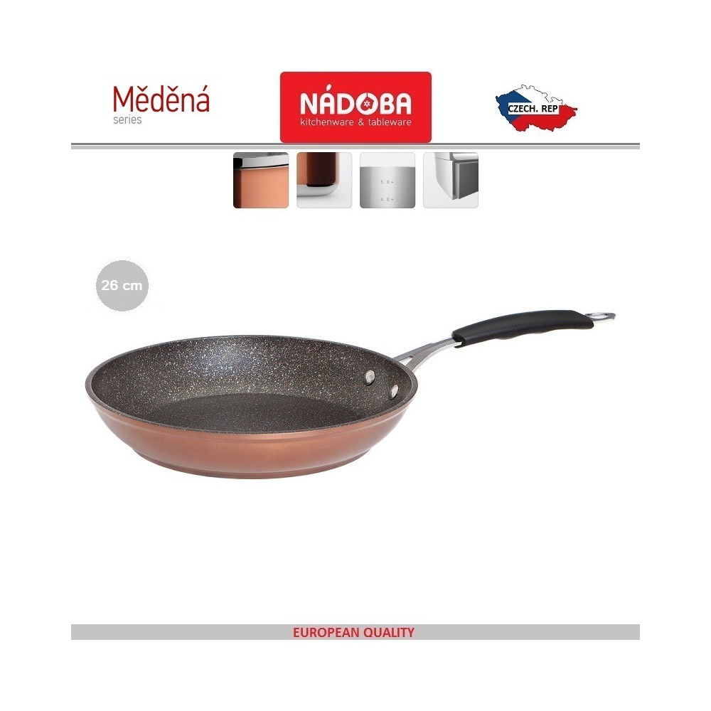 MEDENA Антипригарная сковорода, индукционное дно, D 26 см, гранитное покрытие, Nadoba