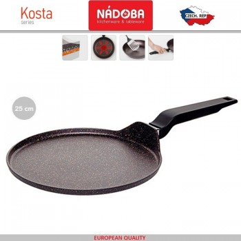 KOSTA Антипригарная блинная сковорода, индукционное дно, D 25 см, 5-ти слойное минеральное покрытие, Nadoba