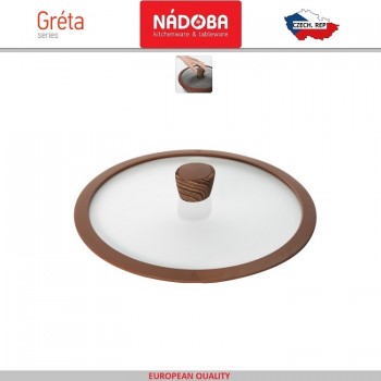 Крышка Greta, D 28 см, стекло жаропрочное, силиконовый обод, Nadoba