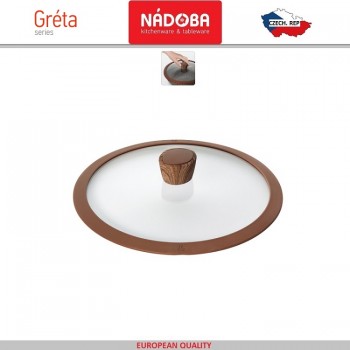 Крышка Greta, D 26 см, стекло жаропрочное, силиконовый обод, Nadoba