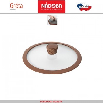Крышка Greta, D 24 см, стекло жаропрочное, силиконовый обод, Nadoba