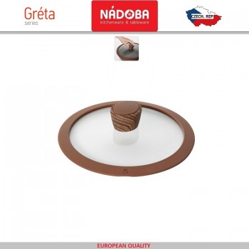 Крышка Greta, D 20 см, стекло жаропрочное, силиконовый обод, Nadoba