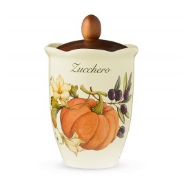 Банка для сахара Тыква, 800 мл, H 20 см, керамика, дерево, Nuova Cer