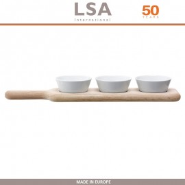 Доска Paddle для закусок, 3 емкости, светлый, LSA