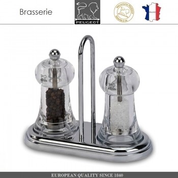 Набор мельниц Brasserie для перца и соли на подставке, 11 см, PEUGEOT
