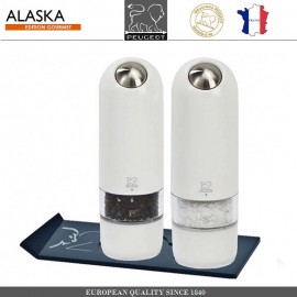 Набор автоматических мельниц Alaska для соли и перца, подсветка, белый, PEUGEOT