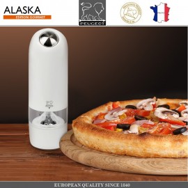 Автоматическая мельница Alaska для перца, подсветка, на батарейках,  цвет белый, PEUGEOT
