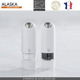Автоматическая мельница Alaska для соли, подсветка, на батарейках, цвет белый, PEUGEOT