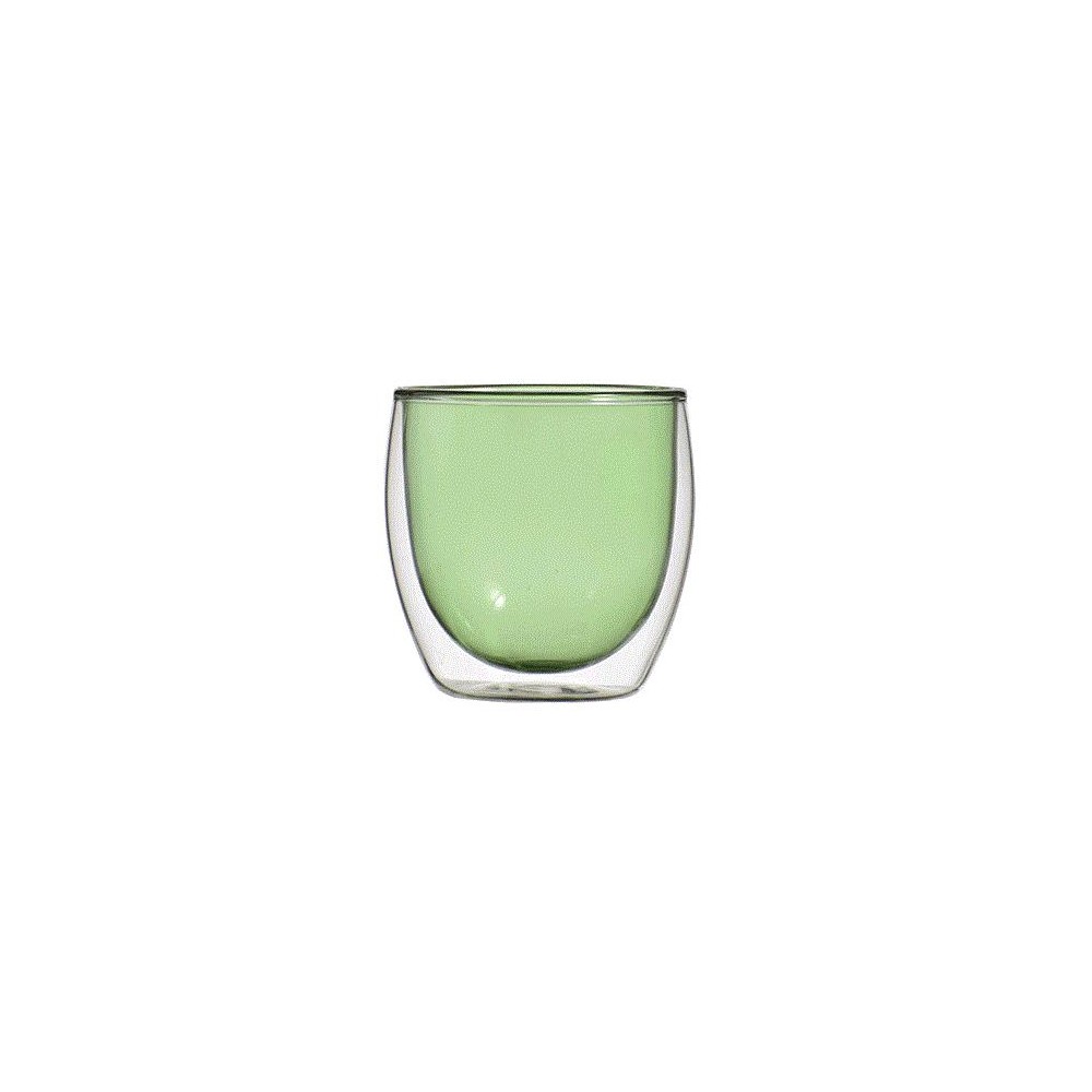 Бокал с двойными стенками, 250 мл, зеленый, термостойкое боросиликатное стекло, серия Enjoy