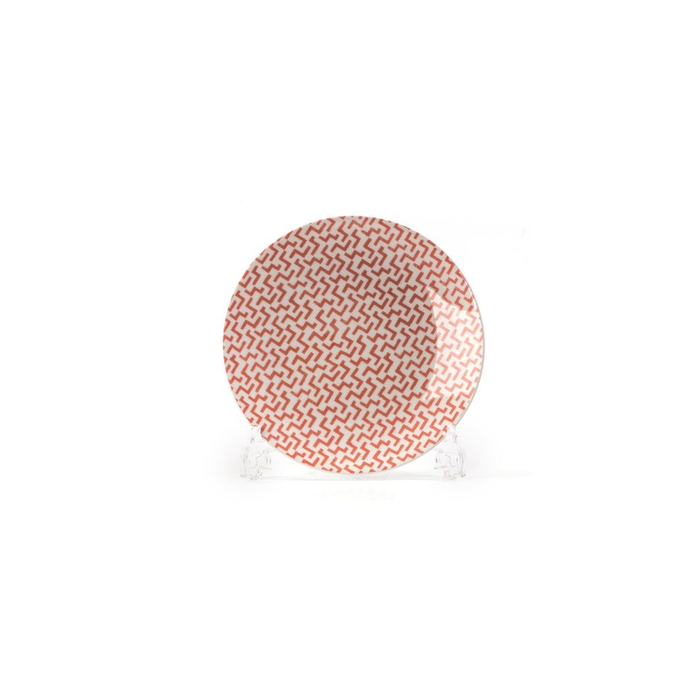 Тарелка десертная, D 21 см, розовый орнамент № 2, серия European Design 