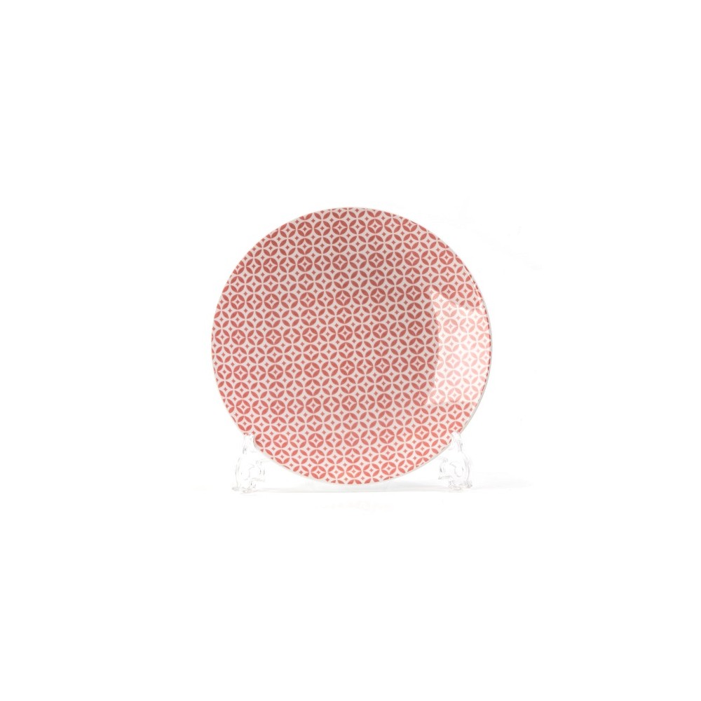 Тарелка десертная, D 21 см, розовый орнамент № 1, серия European Design 