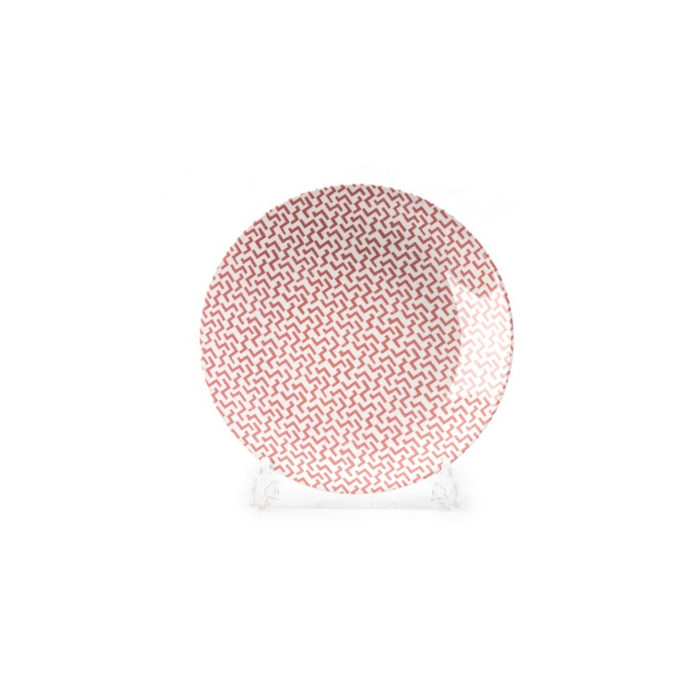 Тарелка обеденная, D 27 см, розовый орнамент № 2, серия European Design 