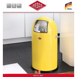 Бак для мусора PUSHBOY с внутренним съемным ведром, 50 литров, цвет желтый, сталь, Wesco