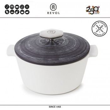 REVOLUTION 2 Argente Кастрюля-кокот для плиты и духовки, 1.2 литра, D 19 см, керамика, цвет сланец-серебро, REVOL, Франция