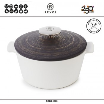 REVOLUTION 2 Coivre Кастрюля-кокот для плиты и духовки, 1.2 литра, D 19 см, керамика, цвет сланец-медь, REVOL, Франция