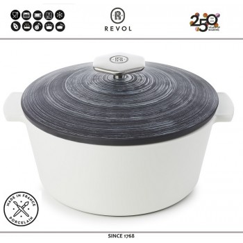 REVOLUTION 2 Argente Кастрюля-кокот для плиты и духовки, 2.4 литра, D 22 см, керамика, цвет сланец-серебро, REVOL, Франция