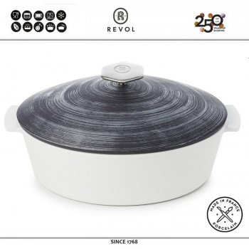 REVOLUTION 2 Argente Жаровня-кокот для плиты и духовки, 3.5 литра, 32.5 x 26.5 см, керамика, цвет сланец-серебро, REVOL, Франция
