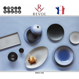 Блюдо EQUINOXE овальное для закусок, L 35 см, керамика ручной работы, синий, REVOL