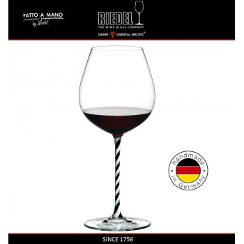 Бокал для красных вин Pinot Noir, объем 705 мл, черно-белая ножка, ручная выдувка, FATTO A MANO, RIEDEL