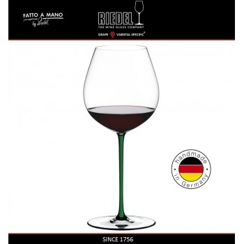 Бокал для красных вин Pinot Noir, объем 705 мл,, зеленая ножка, ручная выдувка, FATTO A MANO, RIEDEL