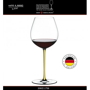 Бокал для красных вин Pinot Noir, объем 705 мл, желтая ножка, ручная выдувка, FATTO A MANO, RIEDEL