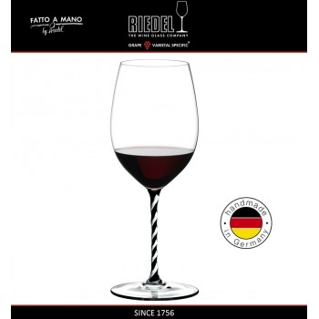 Бокал для красных вин Cabernet и Merlot, объем 625 мл, черно-белая ножка, ручная выдувка, FATTO A MANO, RIEDEL