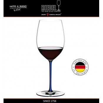 Бокал для красных вин Cabernet и Merlot, объем 625 мл, синяя ножка, ручная выдувка, FATTO A MANO, RIEDEL