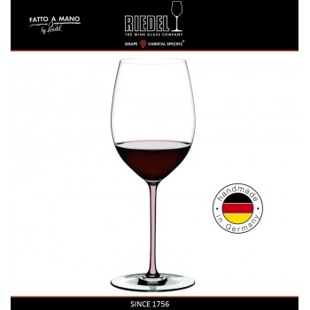 Бокал для красных вин Cabernet и Merlot, объем 625 мл, розовая ножка, ручная выдувка, FATTO A MANO, RIEDEL