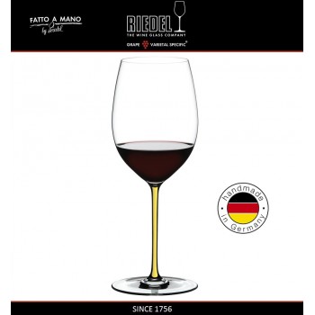 Бокал для красных вин Cabernet и Merlot, объем 625 мл, желтая ножка, ручная выдувка, FATTO A MANO, RIEDEL