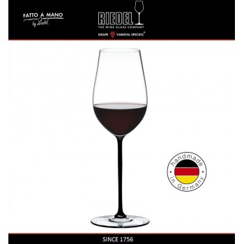 Бокал для белых и красных вин Riesling, Zinfandel, объем 395 мл, черная ножка, ручная выдувка, FATTO A MANO, RIEDEL