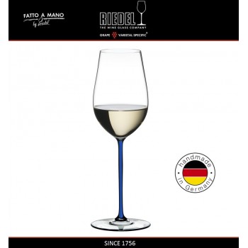 Бокал для белых и красных вин Riesling, Zinfandel, объем 395 мл, синяя ножка, ручная выдувка, FATTO A MANO, RIEDEL