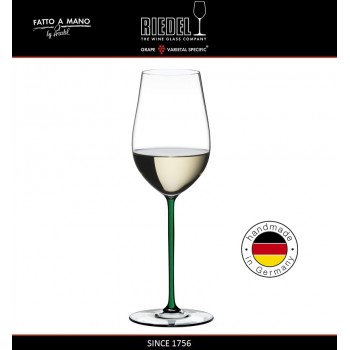 Бокал для белых и красных вин Riesling, Zinfandel, объем 395 мл, зеленая ножка, ручная выдувка, FATTO A MANO, RIEDEL