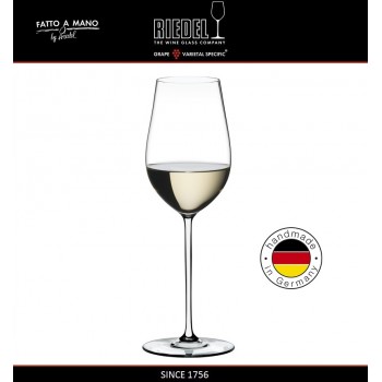 Бокал для белых и красных вин Riesling, Zinfandel, объем 395 мл, белая ножка, ручная выдувка, FATTO A MANO, RIEDEL