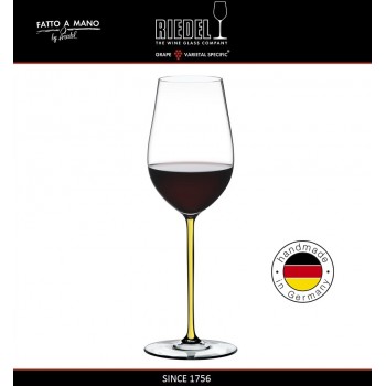 Бокал для белых и красных вин Riesling, Zinfandel, объем 395 мл, желтая ножка, ручная выдувка, FATTO A MANO, RIEDEL