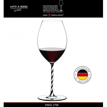 Бокал для красных вин Syrah, объем 650 мл, черно-белая ножка, ручная выдувка, FATTO A MANO, RIEDEL