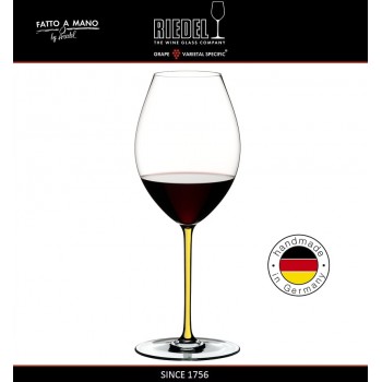 Бокал для красных вин Syrah, объем 650 мл, желтая ножка, ручная выдувка, FATTO A MANO, RIEDEL
