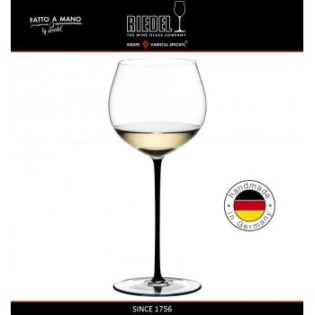 Бокал для белых вин Chardonnay, объем 620 мл, черная ножка, ручная выдувка, FATTO A MANO, RIEDEL
