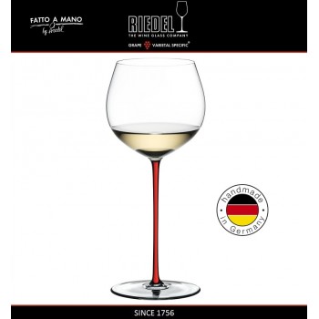 Бокал для белых вин Chardonnay, объем 620 мл, красная ножка, ручная выдувка, FATTO A MANO, RIEDEL