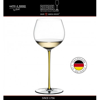 Бокал для белых вин Chardonnay, объем 620 мл, желтая ножка, ручная выдувка, FATTO A MANO, RIEDEL