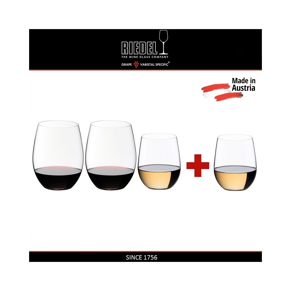 Набор бокалов "O" без ножки "Pay 3 Get 4" для белых и красных вин, 4 шт, серия "O", Riedel