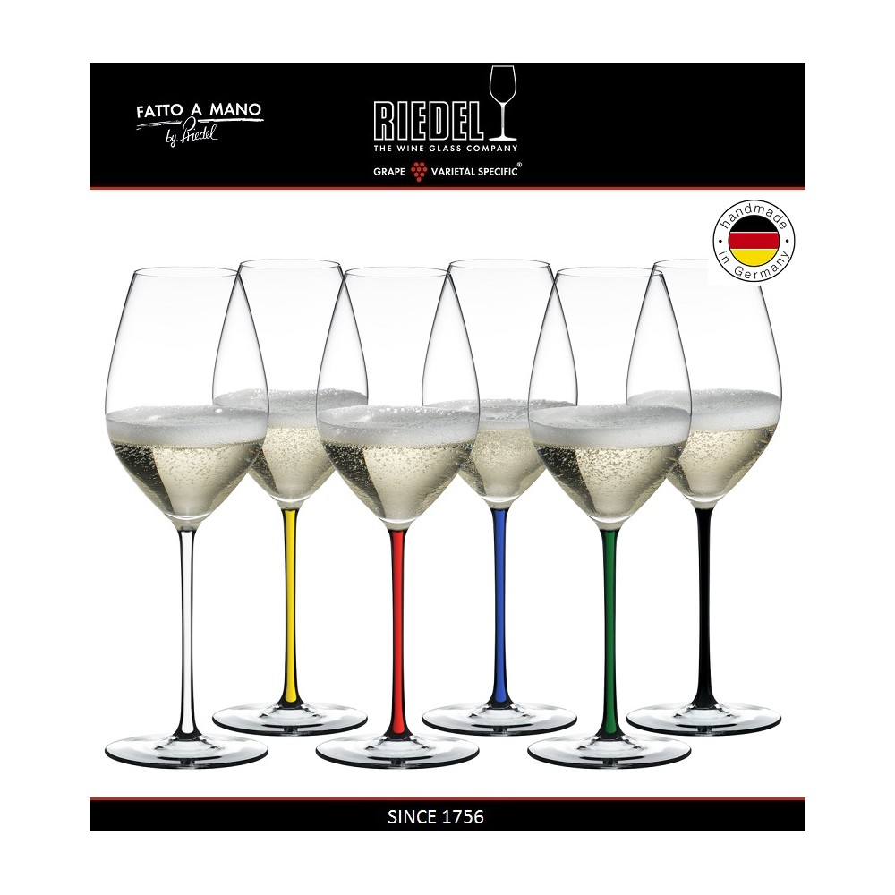 Набор бокалов FATTO A MANO ручной выдувки для шампанского и игристых вин, 6 шт по 445 мл, хрусталь, Riedel