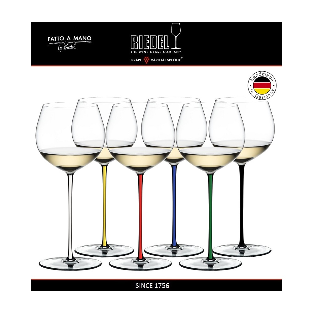 Набор бокалов FATTO A MANO ручной выдувки для белых вин Chardonnay, 6 шт по 620 мл, хрусталь, Riedel