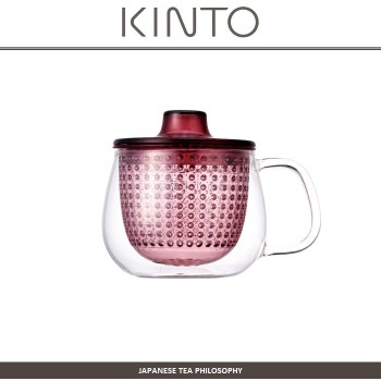 Заварочная кружка UNIMAG с крышкой и ситом, 350 мл, винный, KINTO