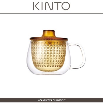 Заварочная кружка UNIMAG с крышкой и ситом, 350 мл, янтарный, KINTO