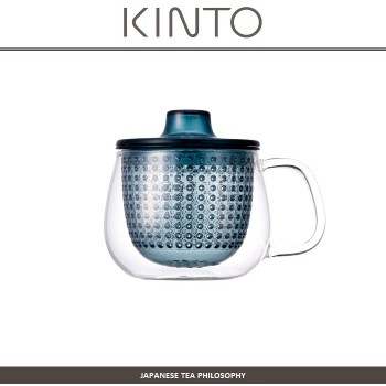 Заварочная кружка UNIMAG с крышкой и ситом, 350 мл, синий, KINTO