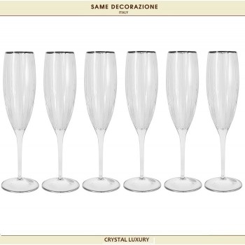 Бокалы Pisa Silver для вина, 6 шт, 275 мл, хрусталь, посеребрение, Same
